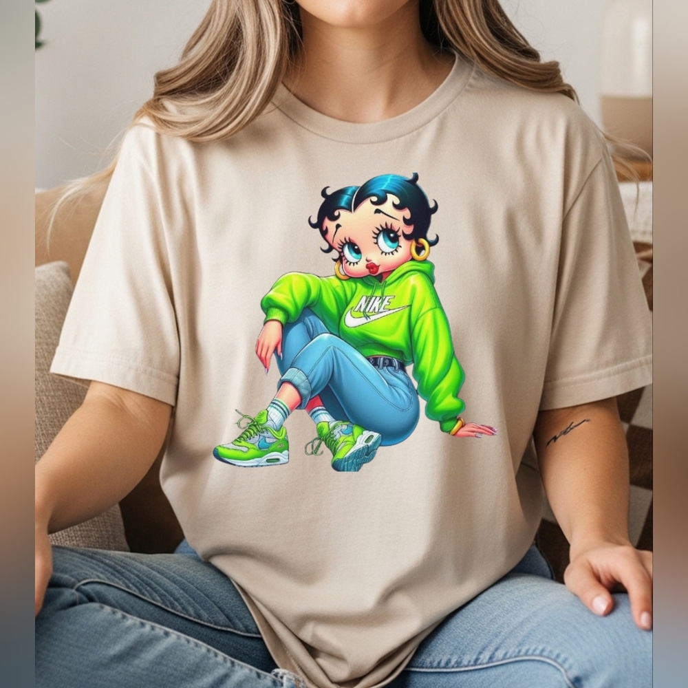 Black Betty Boop Dtf Cartoon Design Graphic Tshirt - Picture 2 of 8
